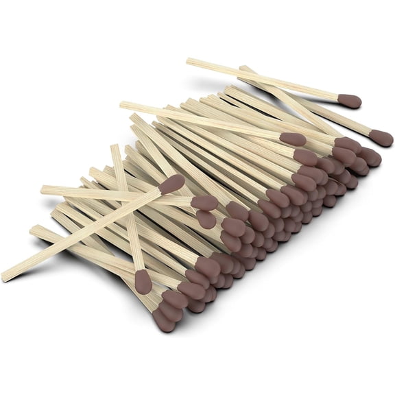 ZIKANI Brown Tip Matches 4 Inch Match Refill and Striker 200 Long Matches Short Matches Wooden Matches Bulk Matches Decorative Matchsticks Safety Matches for Cloche Jar Box Fireplace (Brown)