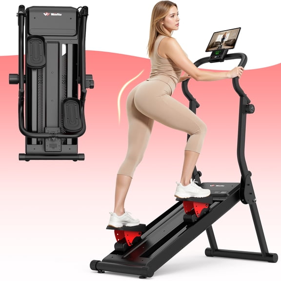 8 Levels Magnetic Resistance Steppers for Exercise at Home, Stair Stepper with Adjustable Incline & Pedals, LCD & Device Holder, Foldable Stepper Climber Exercise Machine Cardio Exercise