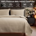 thumbnail image 5 of CJC Quilted Duvet Cover Set 3-Piece – Soft All-Season Bedspread with 2 Pillow Shams (220x240 cm / 87x94 in, Khaki), 5 of 10