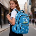 thumbnail image 3 of KUIFORTI Blue Shark Kids School Bag Large Capacity Backpack Student Backpack with Side Pockets Water Resistant Polyester 17 Inch for Teens Elementary Middle School, 3 of 7