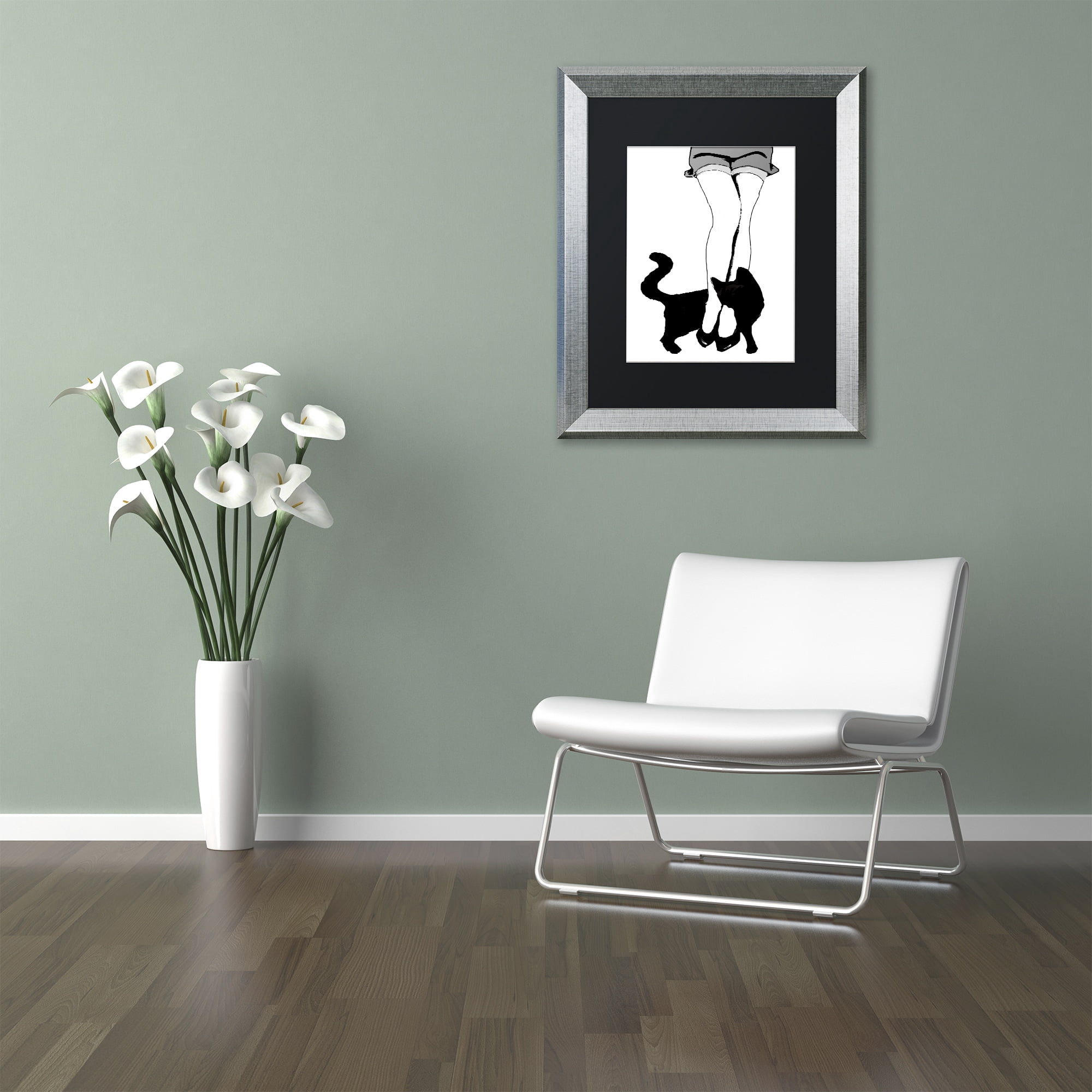 Trademark Fine Art "Black Cat" Canvas Art by Color Bakery Black Matte, Silver Frame