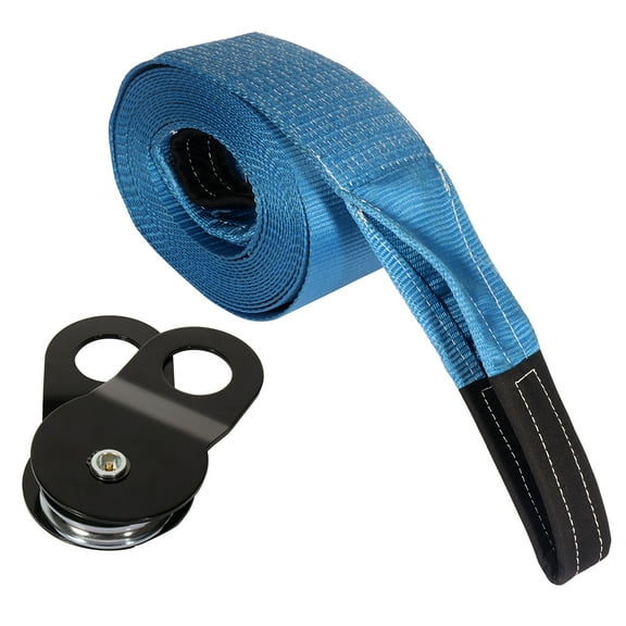 SCITOO - 1X Winch Tow Towing Strap 4" X 30ft Blue Offroad Heavy Duty 1pc w/ Snatch Block