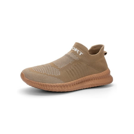 

Avamo Men Walking Shoes Fitness Workout Sock Sneakers Sport Running Shoe Outdoor Flats Comfortable Knit Upper Sneaker Yellow Brown 10