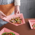 thumbnail image 4 of Vrorvz Microwave and Dishwasher Safe Trapezoidal Dinner Plates Impregnable Plastic Reusable Lightweight Plates for Kitchen or Camping Drop Resistant to Fragile Dinnerware, 4 of 6