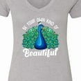 thumbnail image 4 of Inktastic Peacock Women's V-Neck T-Shirt, 4 of 5