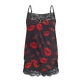 thumbnail image 6 of Valentine's Pajamas for Women Heart Print Lace Camisole Sleeveless Shorts Casual Pajama Sets, 6 of 6