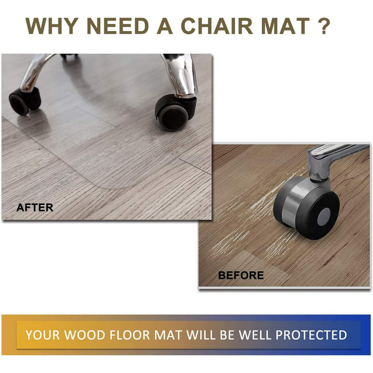 HOMEK Extra Large Office Chair Mat for Hardwood Floor- 44 x 58 Clear  Chair Mat for Hard Wood/Tile Floors, Easy Glide Plastic Floor Protector Mat  for