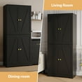 thumbnail image 4 of YouTrend 72'' Farmhouse Kitchen Pantry Cabinet with 4 Barn Doors,Storage Cabinet W/ 4 Shelves for Living Room,Kitchen,Bathroom,Office,Black, 4 of 10