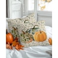 thumbnail image 2 of Decorative Throw Pillow Covers 16x16 Inch Set of 2 Pumpkin Floral Fall Decor Pillow Cases for Couch, Green Leaf Cushion Case for Living Room Bedroom Bed Car Chair, 2 of 9