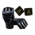 thumbnail image 3 of yotijar Half Finger Boxing Gloves MMA Gloves for Grappling Karate Fighting Muay Thai Black, 3 of 8