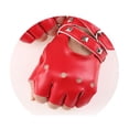 thumbnail image 3 of Guantes de cuero sintético de medio dedo para ciclismo, conducción, deportes, hombres, mujeres y adolescentes. rojo, 3 of 3
