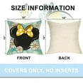 thumbnail image 2 of Spring Summer Cartoon Mouse Decorative Throw Pillow Covers 16 x 16 Set of 4, Daisy Flower Eucalyptus Leaves Bloom Gather Cushion Case Decor, Teal Yellow Stripes Polka Dot Home Decoration, 2 of 6