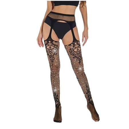 QIPOPIQ Lingerie for Women Clearance Women Rhinestones Lingerie Sexy Sleepwear Interest Underwear Stockings Rompers Fishnet Socks Tights