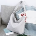 thumbnail image 5 of harmtty Women Solid Color Canvas Shoulder Bag Adjustable Strap Handbag Storage Pouch,Gray, 5 of 8