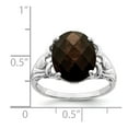 thumbnail image 2 of FB Jewels Sterling Silver Rhodium Oval Checker-Cut Smoky Quartz Ring, 2 of 2
