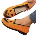thumbnail image 2 of Willtoo Halloween Shoes for Women Pumpkin Ghost Pattern Loafers Soft Knitted Slip on Flats, 2 of 5
