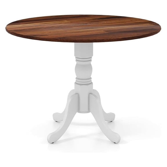 Round Dining Table for 4, 40 Inch Farmhouse Round Kitchen Table with Heavy-Duty Rubber Wood Frame & Curved Trestle Legs, -Century Rustic Pedestal Table for Home, Dining Room & Living Room