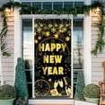 thumbnail image 2 of New Year Door Cover Banner 2025 - Xmas Eve Decorations Black Gold Hanging Backdrop Sign Prop for Holiday Indoor Outdoor Party Supplies (D), 2 of 6