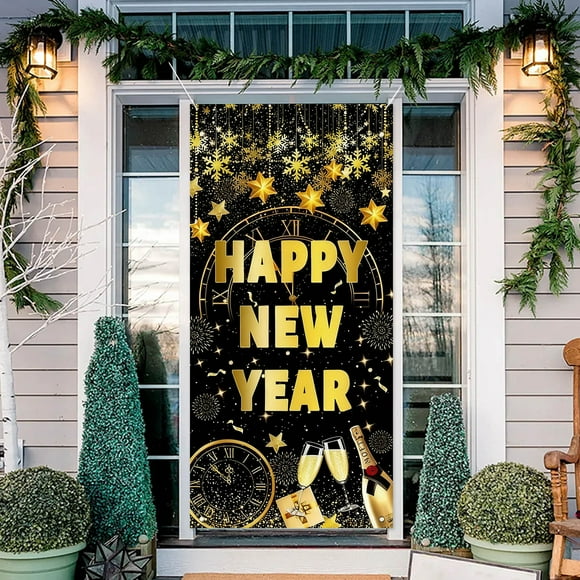 CaiYueKe Happy New Year Door Curtain Decoration Festival Door Cover with Festive Patterns Red Good Luck Symbol for Home Party Doorway Entrance Decor