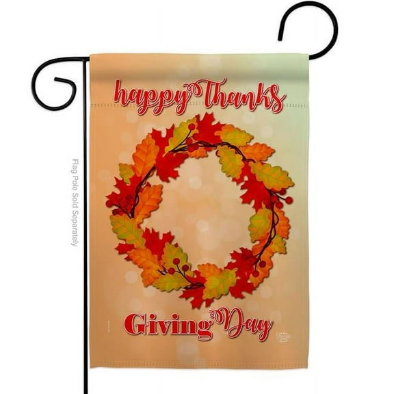 Ornament Collection G192138-BO 13 x 18.5 in. Thanksgiving Day Wreath Garden Flag with Fall Double-Sided Decorative Vertical Flags House Decoration Banner Yard Gift