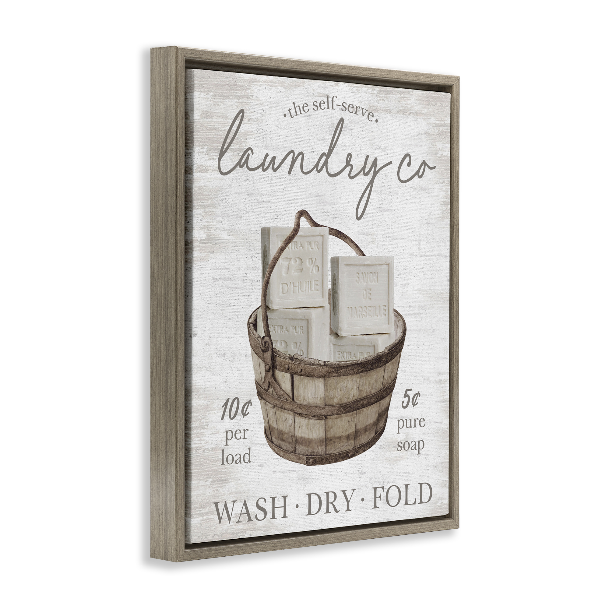 Stupell Industries Vintage Laundry Co Typography Painting Brown Floater Framed Art Print Wall Art, 25 x 31