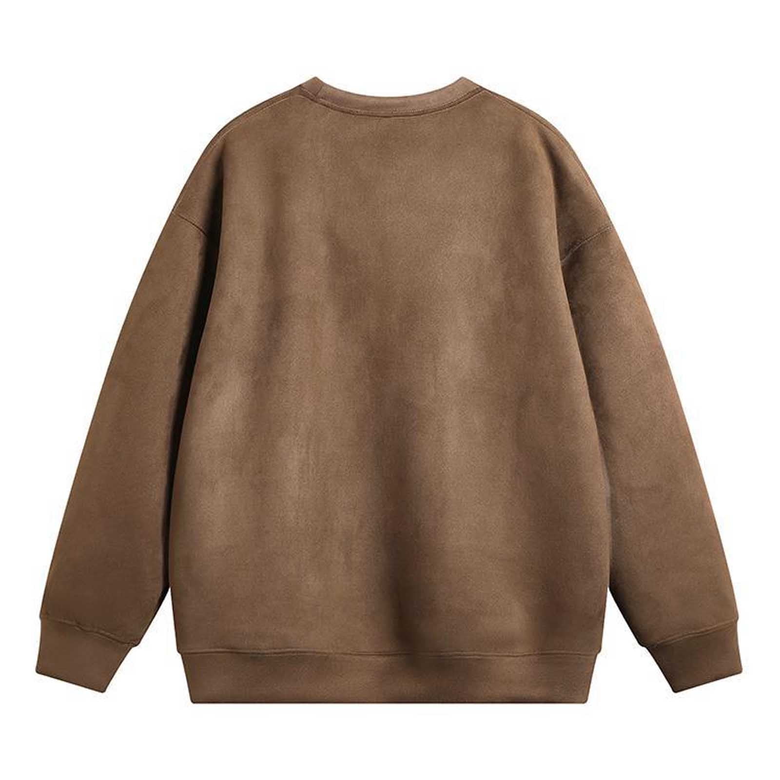 JUUYY Suede Fleece Sweatshirts for Men Winter Warm Thick
