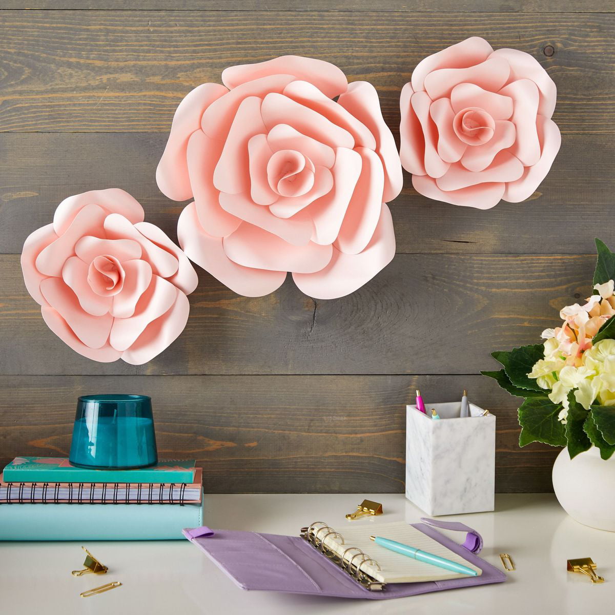 Pink Wall Decor Details about   3D Paper Flowers 12 Pieces 