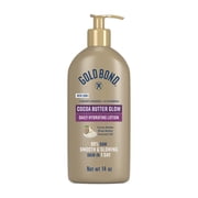 Gold Bond Cocoa Butter Glow Daily Hydrating Lotion with Shea Butter, Cocoa Butter and Coconut Oil, Exfoliating Moisturizer for Dry Skin, 14 oz.