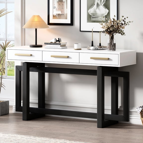 Functional Console Table With 3 Element Option, For Corridor - Grey White Construction, Foyer,