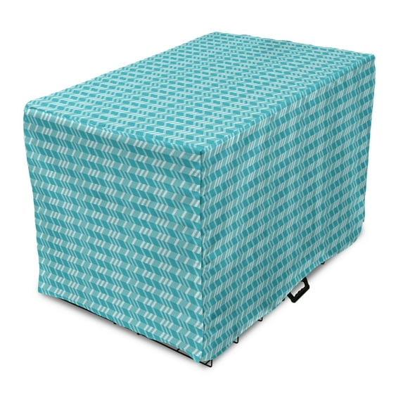 Abstract Dog Crate Cover, Geometrical Print of Vertical Zigzags in Aquatic Tones Simplistic, Easy to Use Pet Kennel Cover Small Dogs Puppies Kittens, 7 Sizes, Seafoam Sea Blue, by Ambesonne