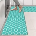 thumbnail image 2 of Kitchen Rugs Sets Of 2,Turquoise Geometric Quatrefoil Pattern Anti Fatigue Kitchen Mat Rugs Non Slip Washable,Decorative Kitchen Floor Mats for Kitchen,Sink,Laundry,17"X47", 2 of 5