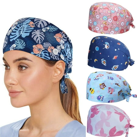 

Windfall Scrub Cap with Button Printed Adjustable Bouffant Cap Unisex Scrub Hat Hair Cover