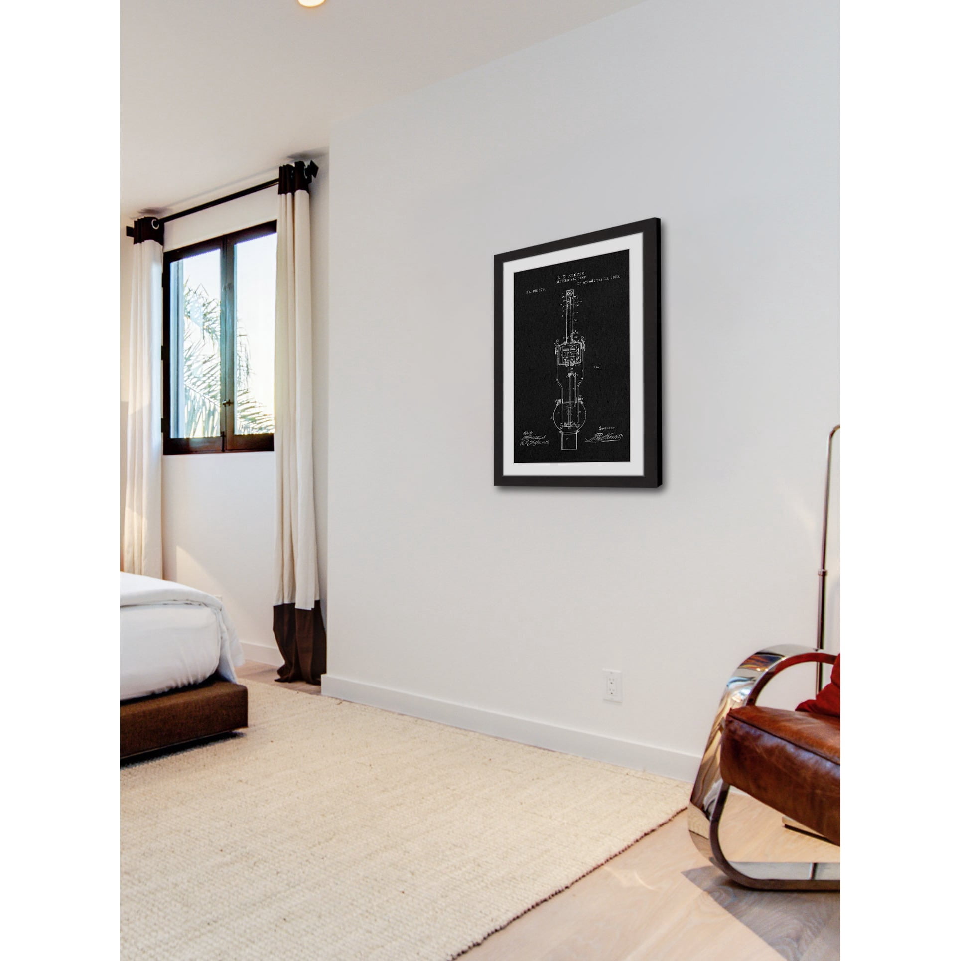 "Arc Lamp 1893 Black Paper" Framed Painting Art Print, 24" x 1.5"
