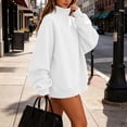 thumbnail image 5 of Garbnen Fleece Lined Mock Neck Sweatshirts Women Plain Long Sleeve Womens Oversized Sweatshirt Soft Warm Fall Streetwear Thermal Pullover Sweaters for Women White, 5 of 8