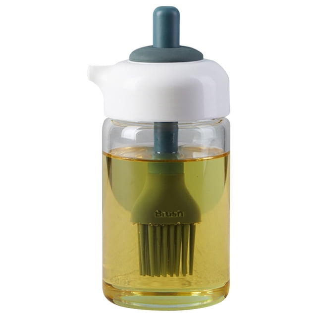 Oil Bottle Glass Clear Wide Opening Oil Dispenser Oil Baster Bottle with Brush