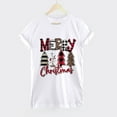 thumbnail image 3 of Lilgiuy Clearance under 10$ Merry Christmas Shirt for Women Letter Pattern Cute T-Shirt Leopard Plaid Tree Casual Graphic Print Funny Crewneck Tees Tops White, 3 of 6
