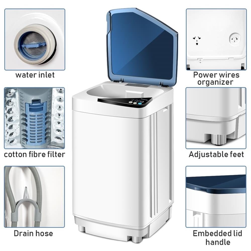 Pemberly Row Full Automatic Washing Machine 7.7 lbs Washer/Spinner UV Light Blue