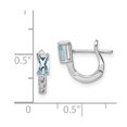 thumbnail image 2 of 925 Sterling Silver Polished Rhodium Plated Aquamarine Hinged Hoop Earrings 12x11mm Wide 3mm Thick Hoop Earring for Wome, 2 of 2