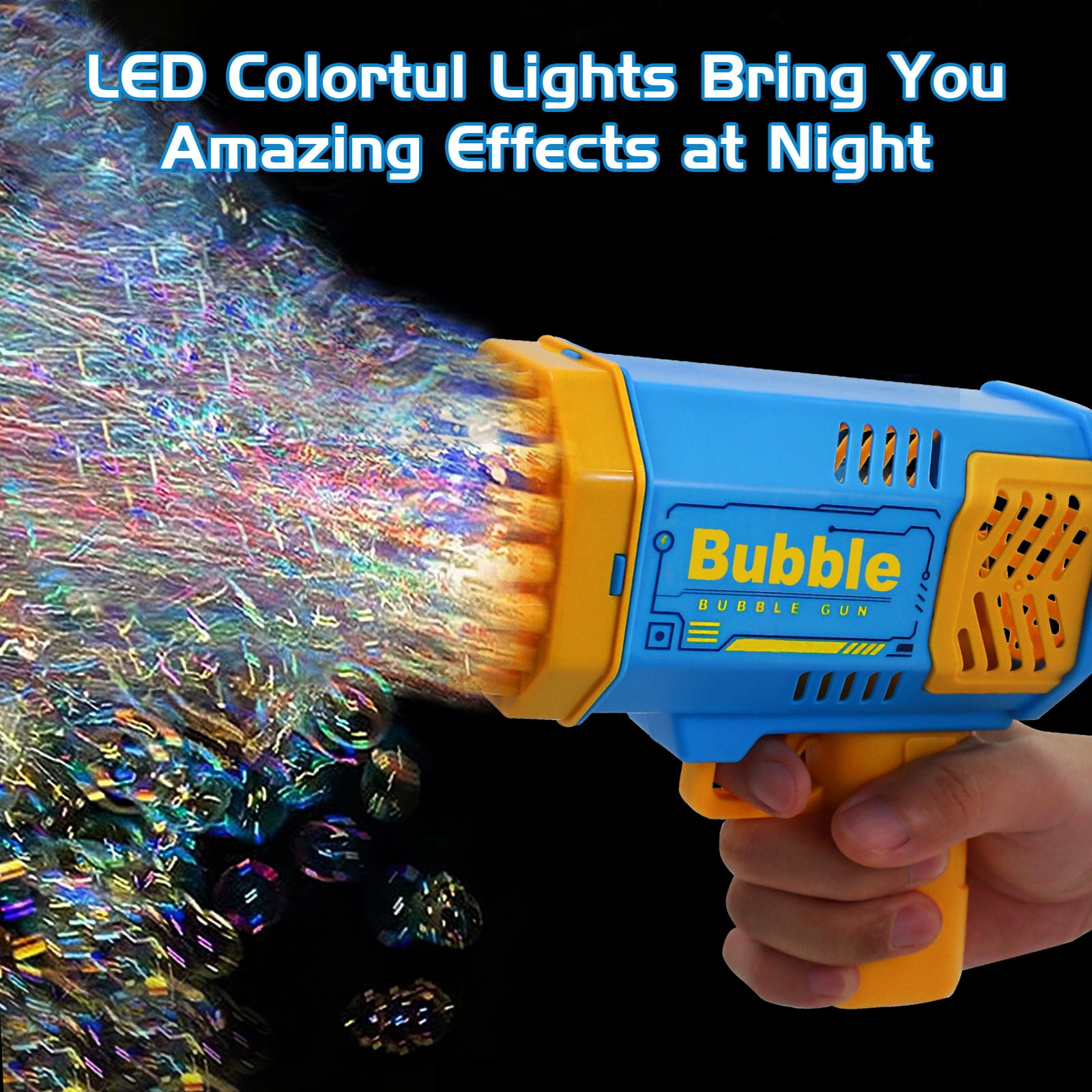 2-Pack 40-Hole Bubble Gun with Flashlight, Bubble Launcher Bubble Machine Bubble Blower Bubble Maker Bubble Gun Kids Boys Girls Toy Gifts for Outdoor Indoor Birthday Wedding Party