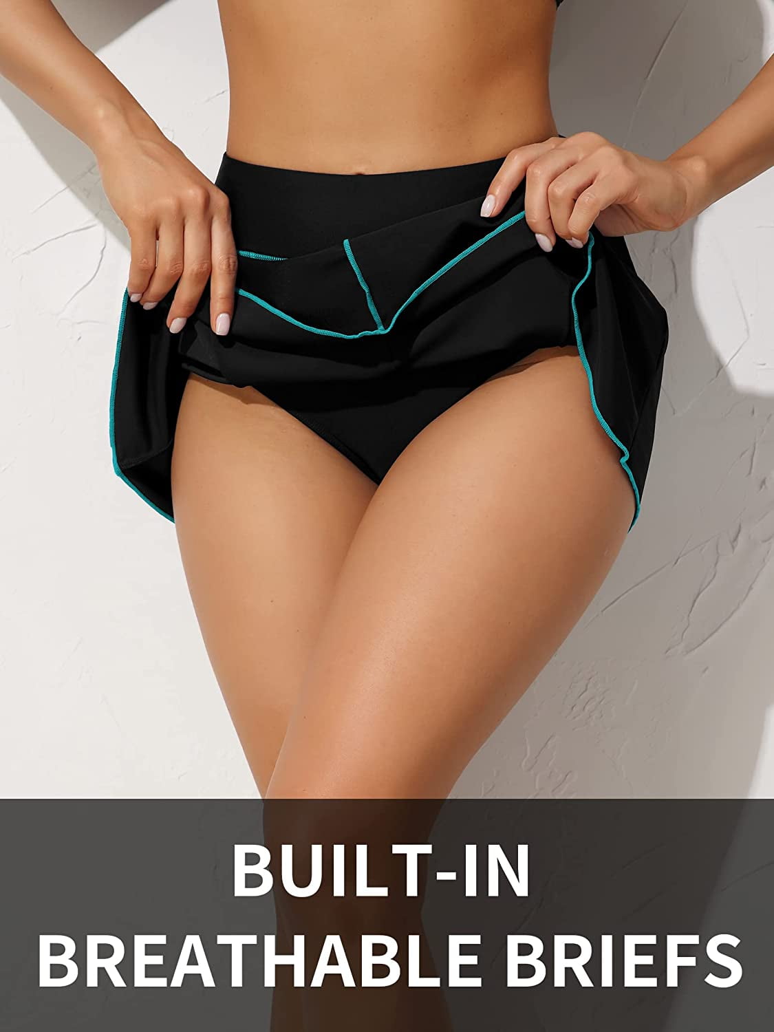 Charmo Women Swim Skirt Bulit in Briefs High Waisted Tummy Control Swim Bottoms