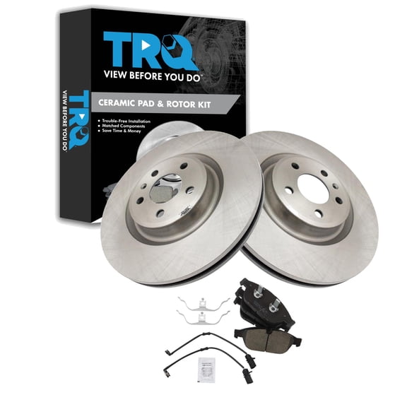 TRQ Front Brake Pad & Rotor Kit Brake Pads Brake Rotor Ceramic Fits Select 2014 Audi A6 Quattro 2013 A7 Quattro