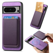 Magnetic 2 in 1 Detachable Wallet Compatible with Google Pixel 9 Pro XL Case, with Card Holder Faux Leather Men Women Compatible with MagSafe Phone Cover for Google Pixel 9 Pro XL, Purple