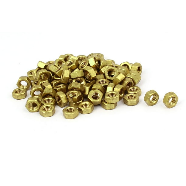 M5 Brass Machine Screw Insert Lock Hex Hexagon Nut Fastener 100pcs