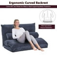 thumbnail image 5 of Futon Sofa Bed with Two Pillows, Multi-Functional 5-Position Adjustable Floor Recliner Sofa with Ergonomic Curved Backrest, Folding Lazy Sofa Couch Lounge for Reading Gaming, Antique Navy, 5 of 7