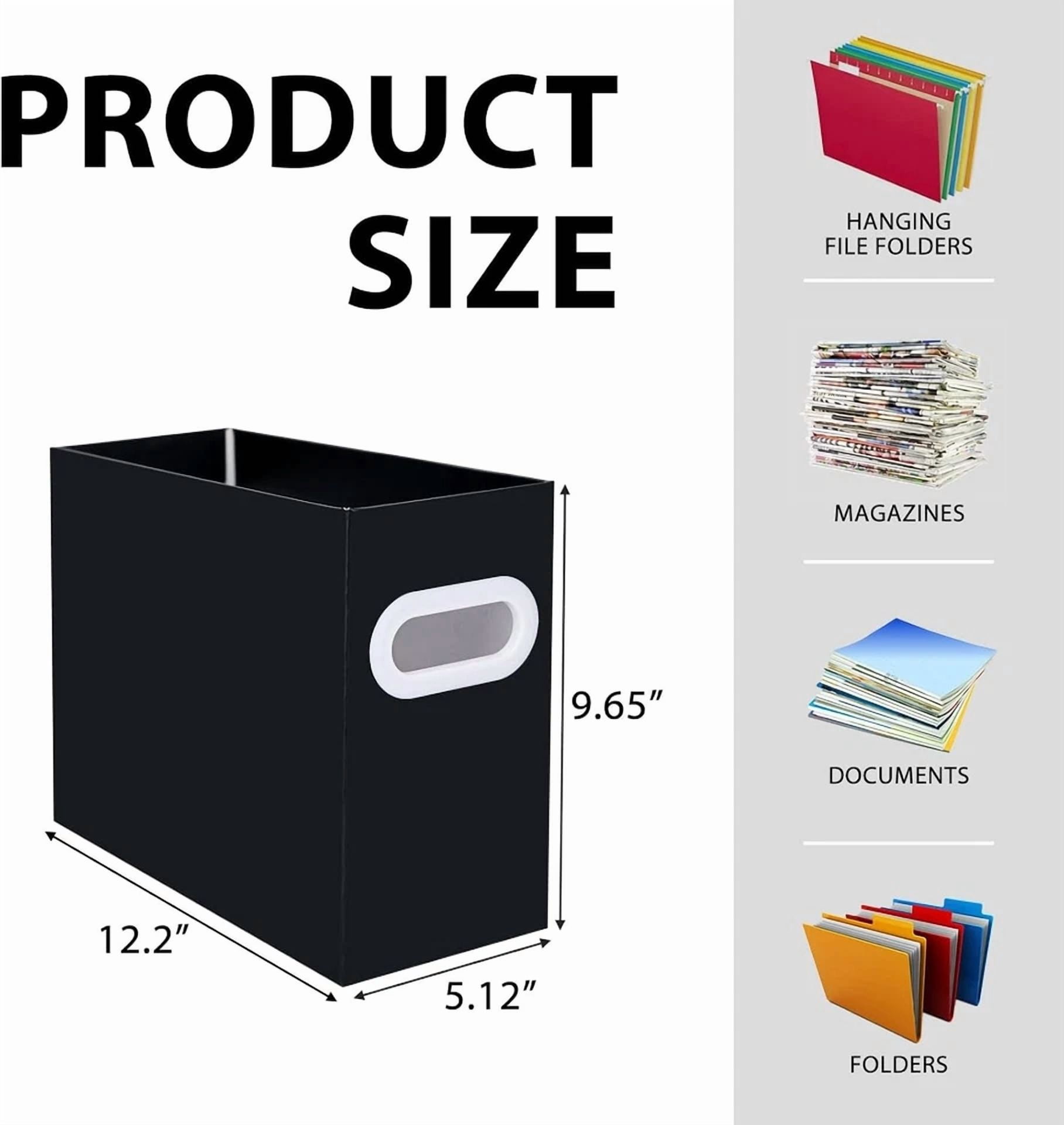 6-Pack Collapsible Hanging File Folder Box Letter Size Storage Organizer Black