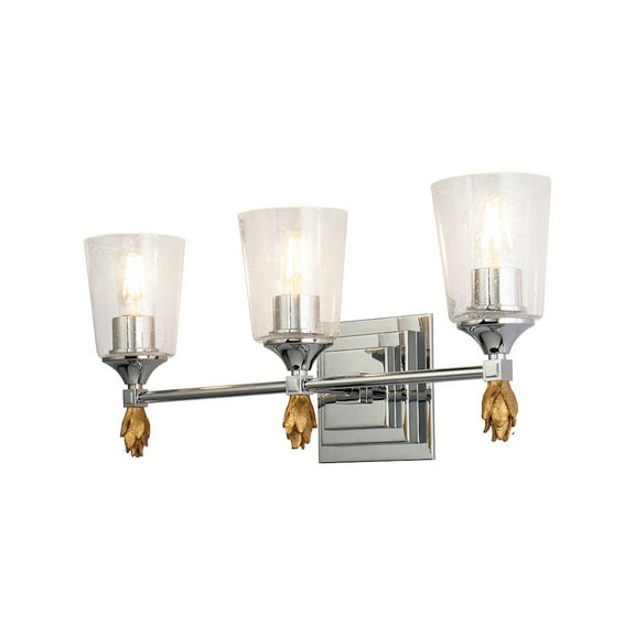Lucas McKearn Vetiver 3-light Gold Acorn-shaped Bath Vanity Light in Chrome