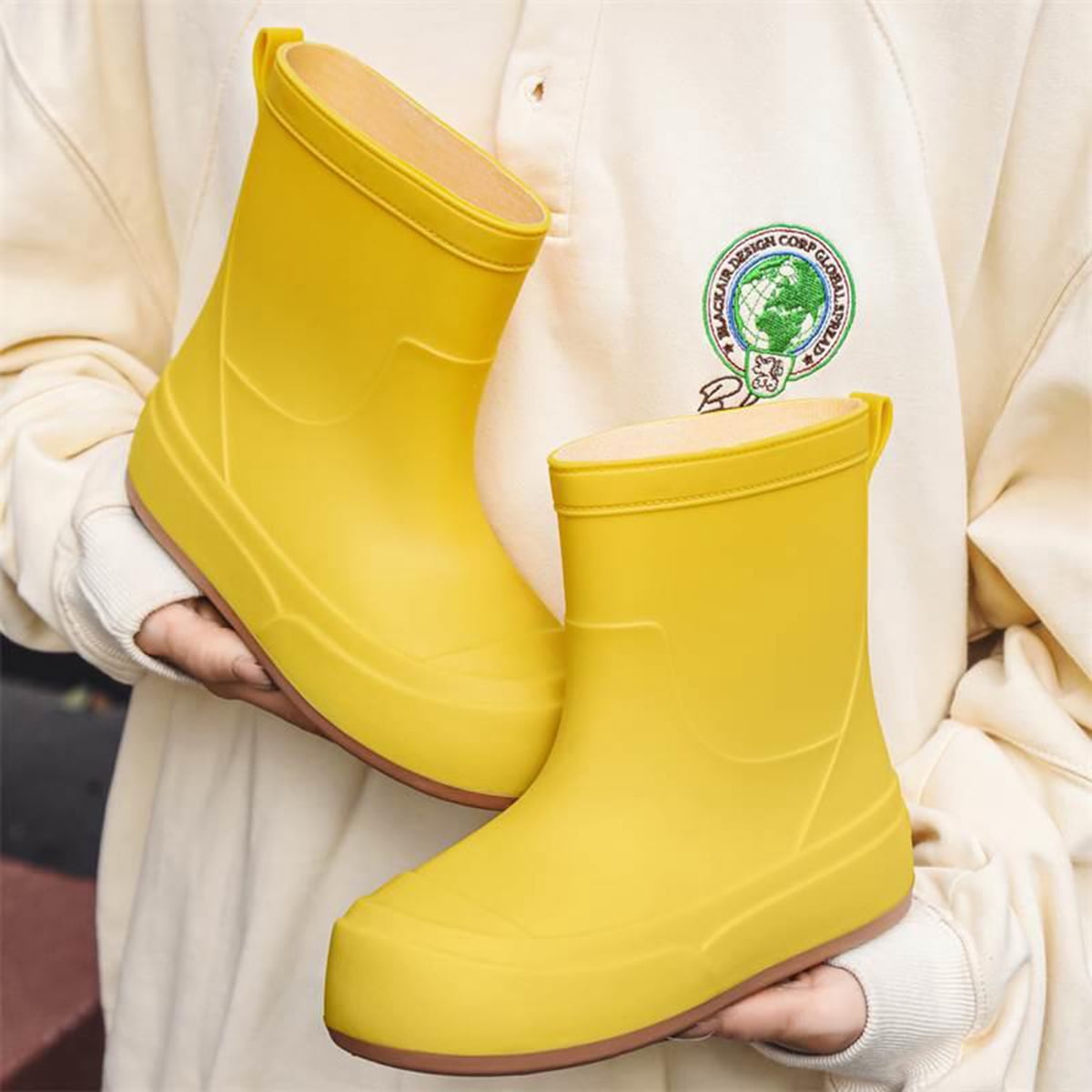 AUXDIQ Rain Shoes Women Mid-calf Boots Waterproof Rain Boots Outdoor Garden Shoes