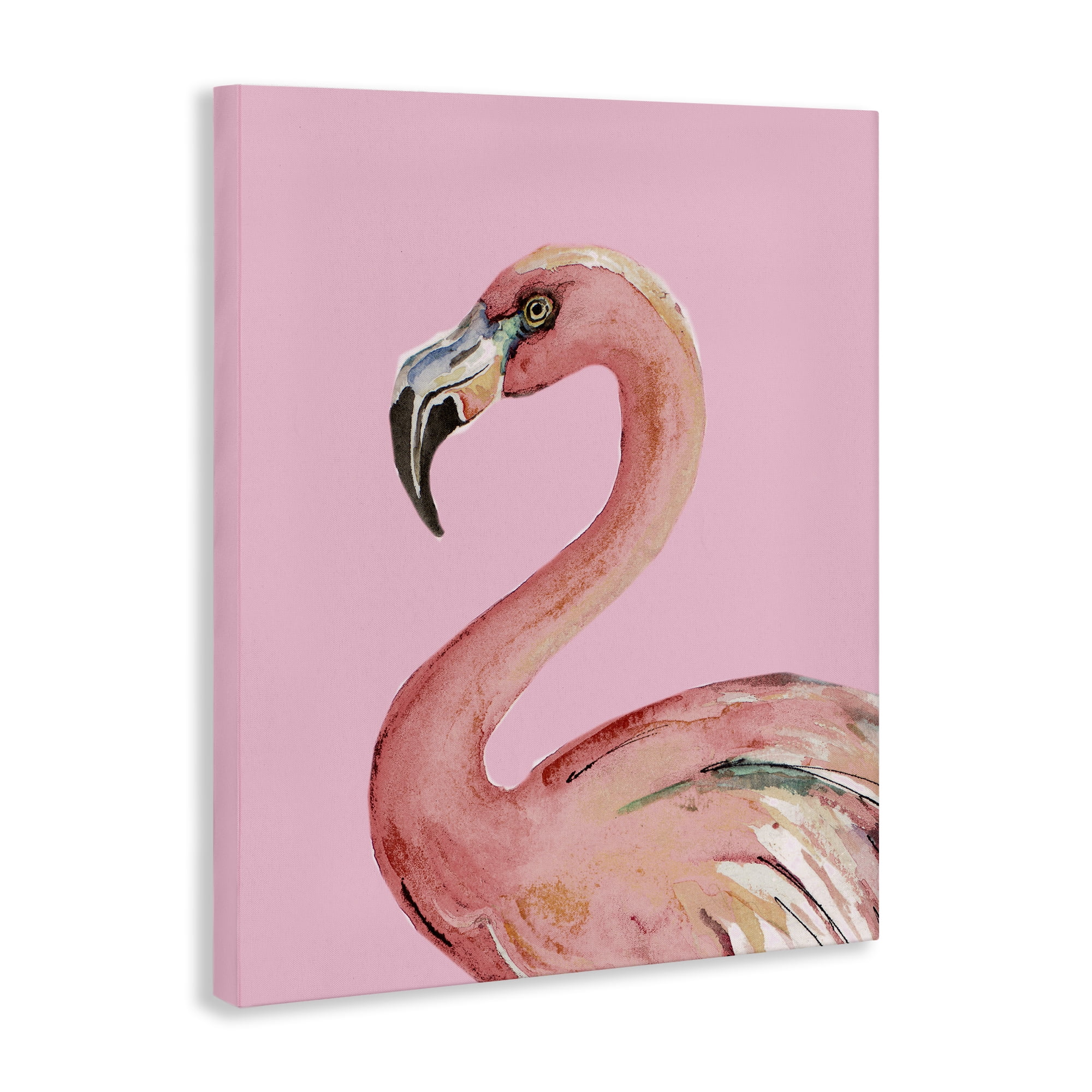 Stupell Industries Flamingo On Pink Animals & Insects Painting Gallery Wrapped Canvas Art Print Wall Art, 24 x 30