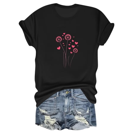 NAMTYQX Tshirts Shirts for Women Graphic Print Crewneck Fullprint Short Sleeve Lightweight Classic Airoft Oversized Loose Womens Summer Shirts Black Size 2XL