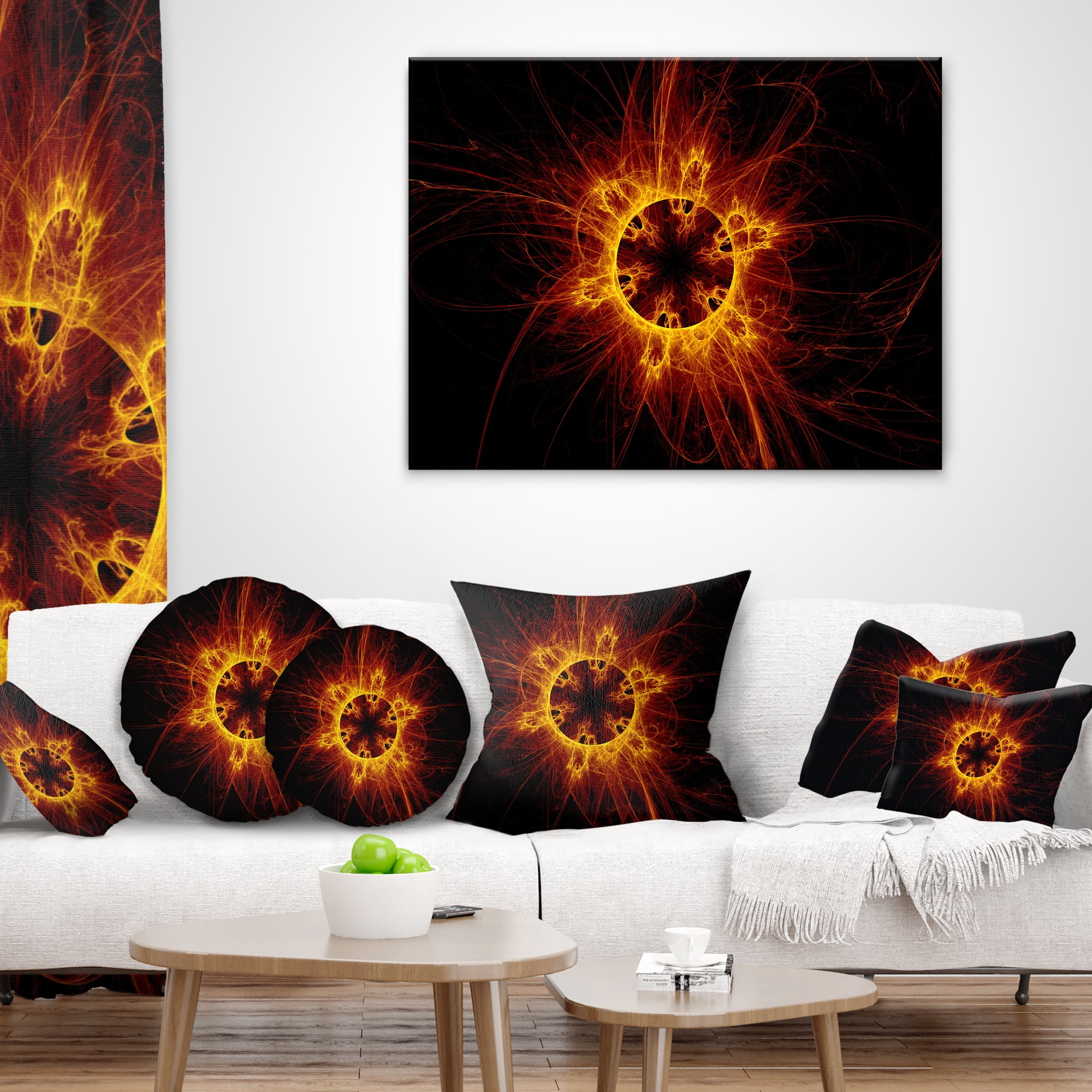 Designart Solar Eclipse Digital Illustration - Abstract Throw Pillow - 18x18